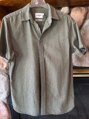 Goodfellow & Co Men's Lattice Print Button Down Short Sleeve Shirt, Size M